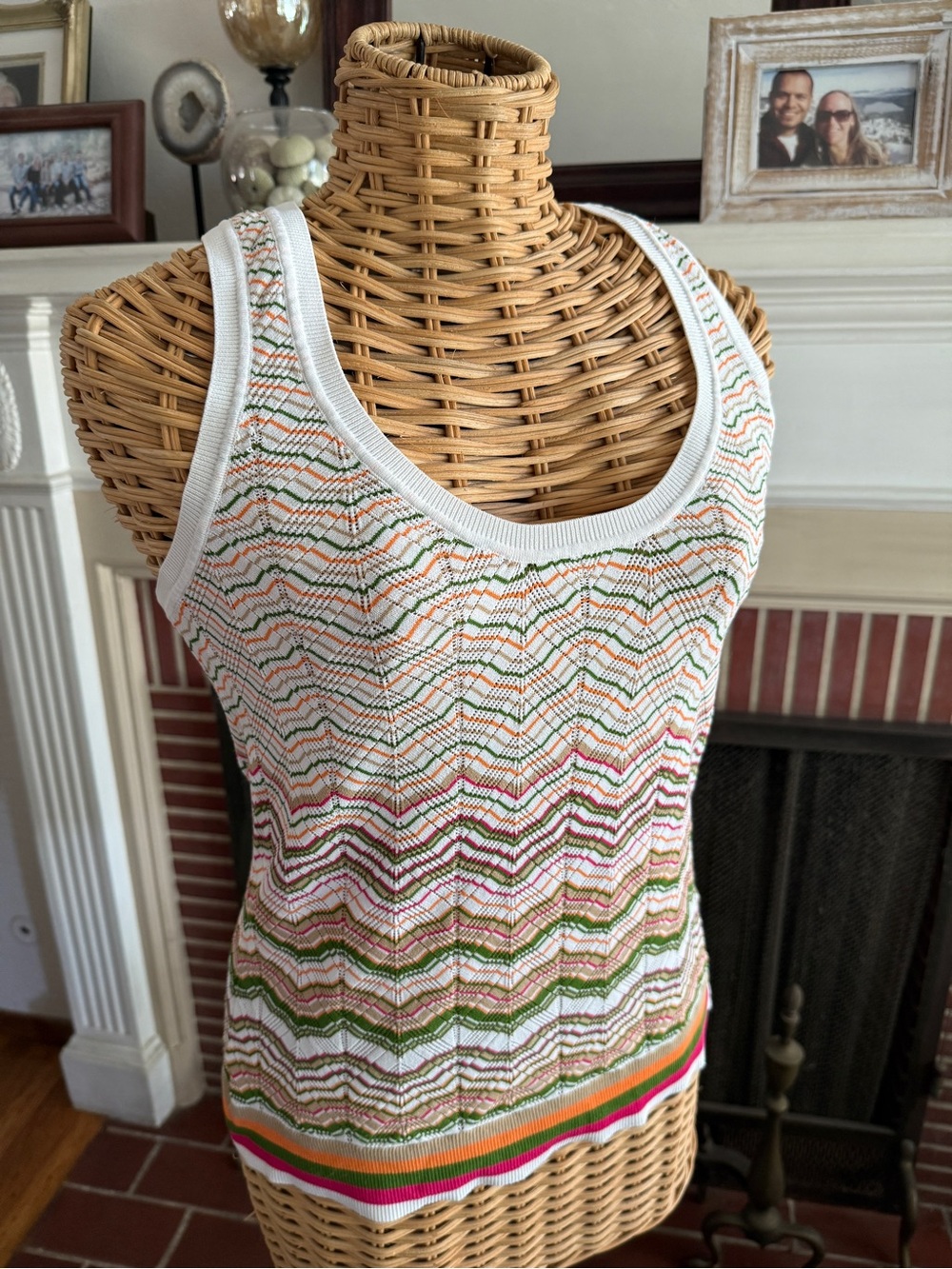 Veronica Beard striped pointelle sweater tank top M